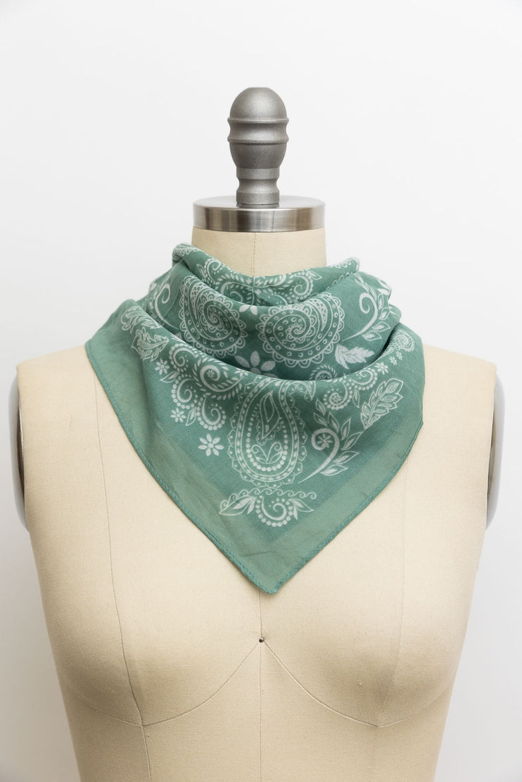 Paisley Floral Patterned Bandana by LETO in 5 Color Choices