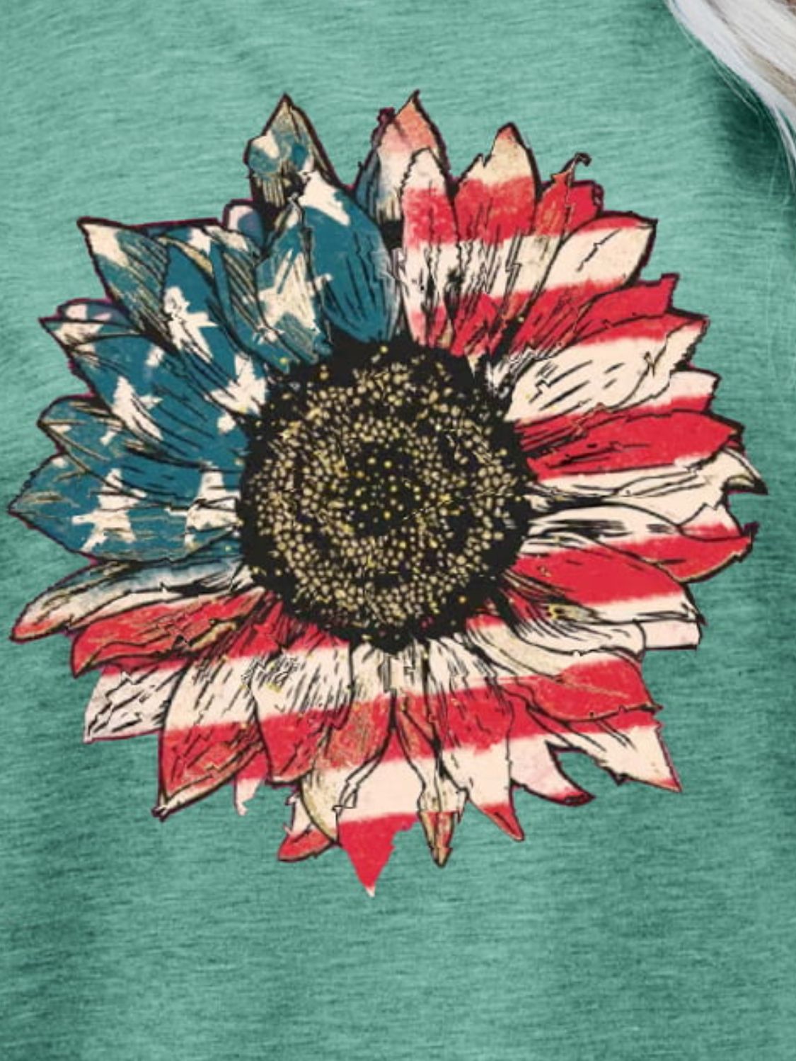 US Flag Flower Graphic Tee in Size S, M, L, XL