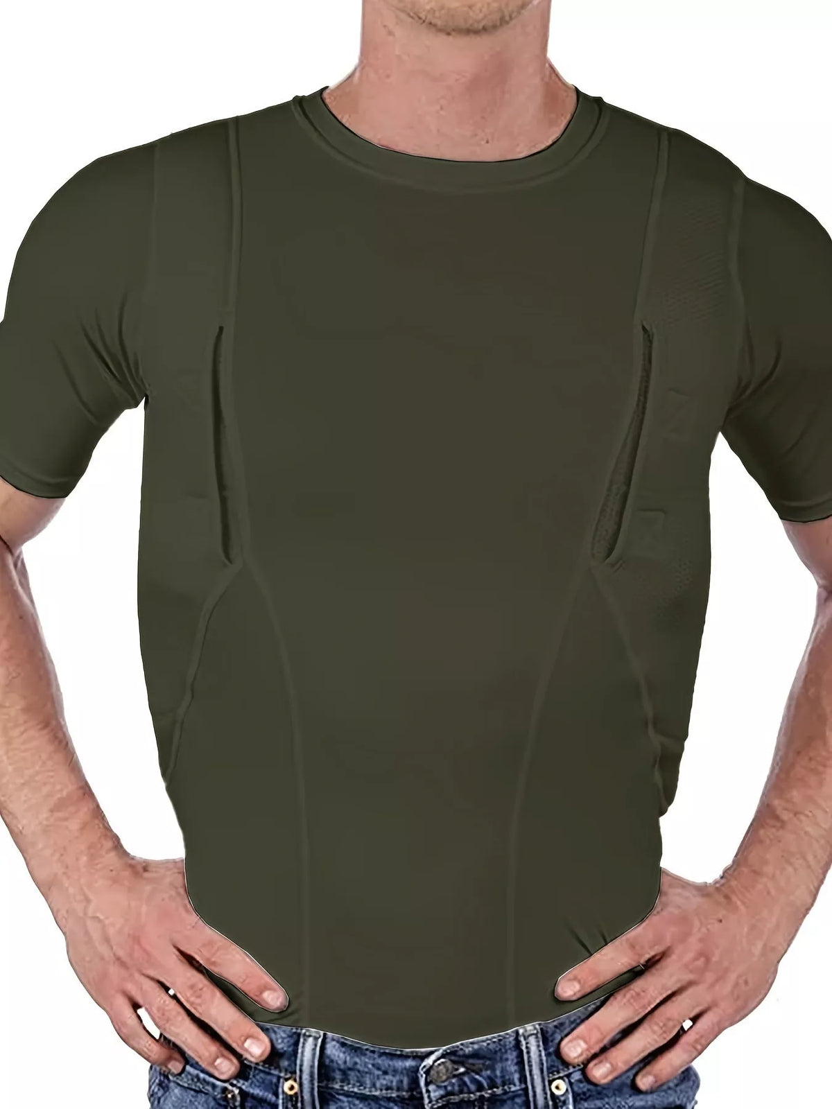 Men's Full Size Short Sleeve Active T-Shirt Plus Size Army Green