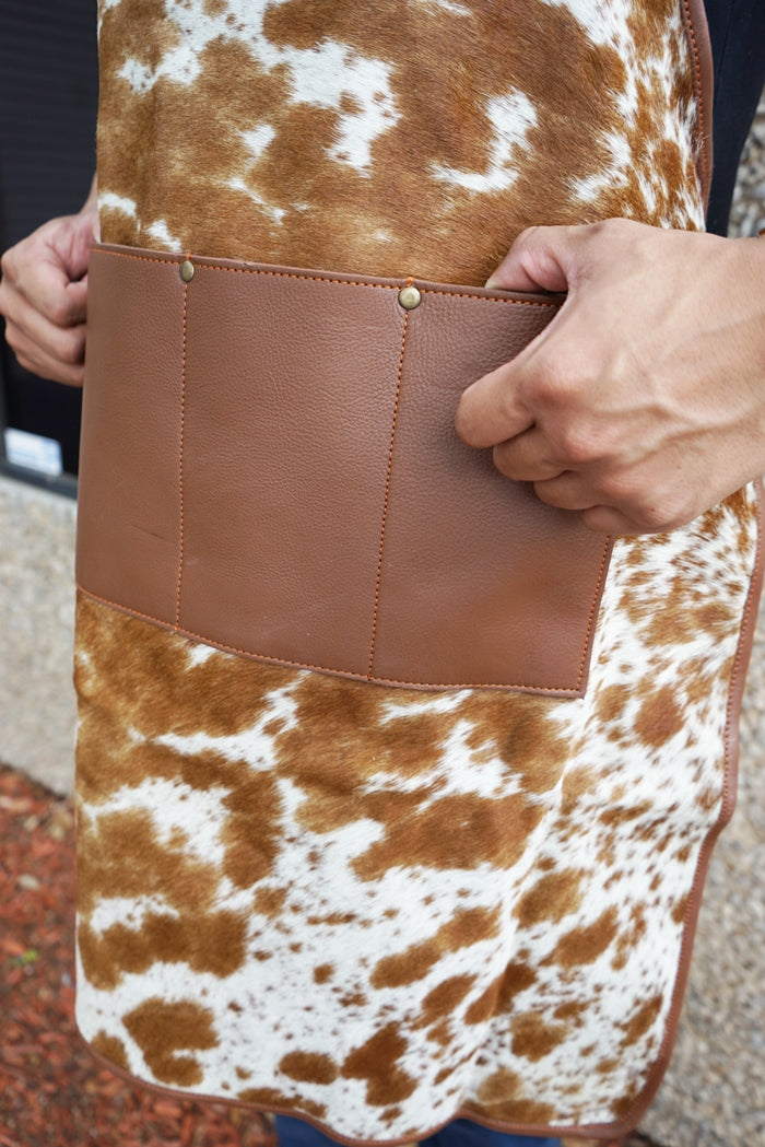 Cowhide Grill Apron in Black or Brown