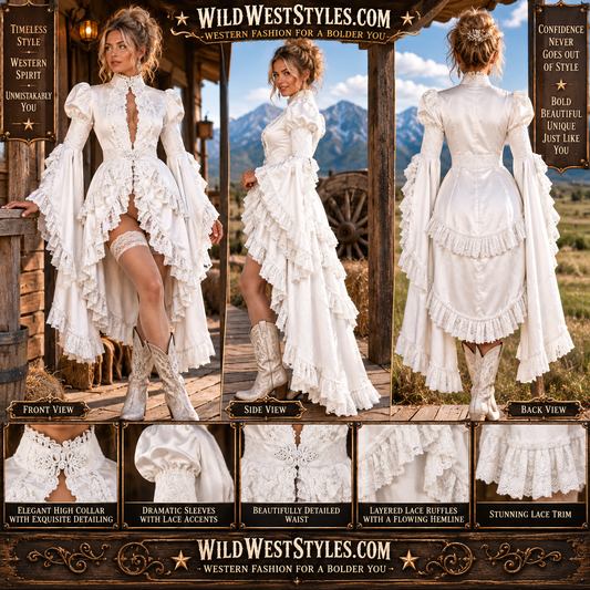 White Satin and Lace Ruffled Jacket