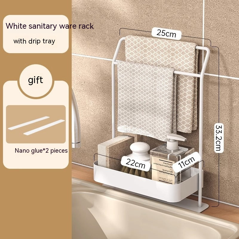 Rag Draining Kitchen Storage Rack Cleaning Rack White