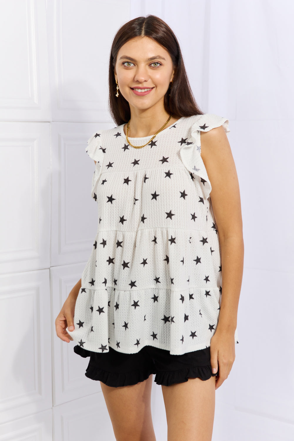 Heimish Shine Bright Full Size Butterfly Sleeve Star Print Top in Size S, M, L, XL, 2XL, 3XL