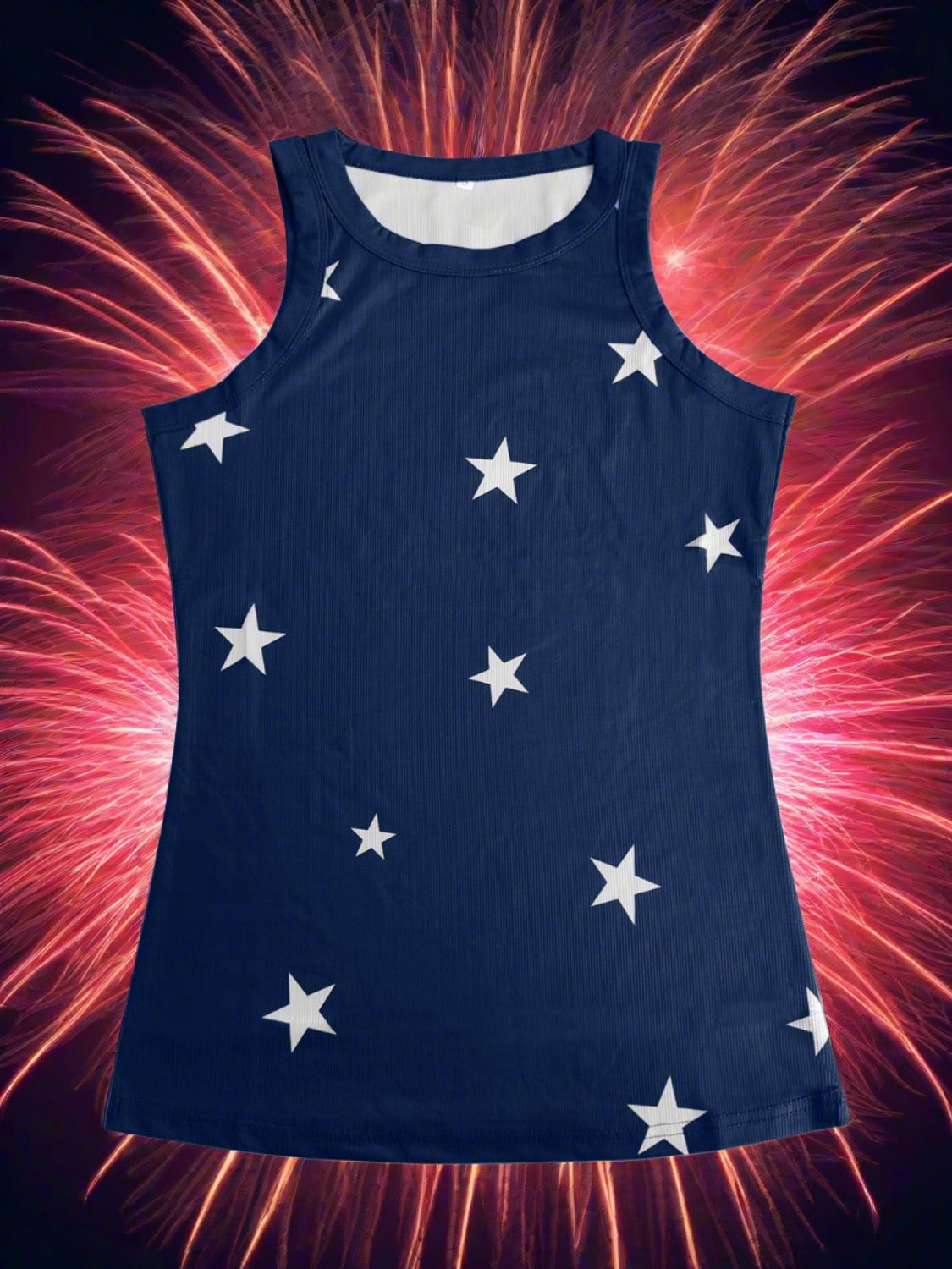 Stars Round Neck Tank Top in Size S, M, L, XL, 2XL, 3XL, 4XL, 5XL