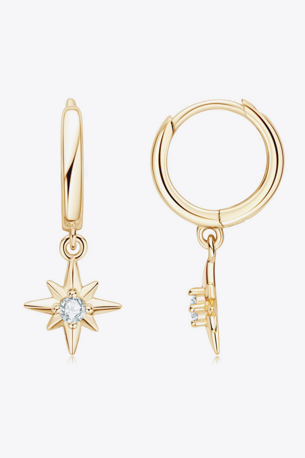 Moissanite Star Drop Earrings in Silver or Gold Gold One Size