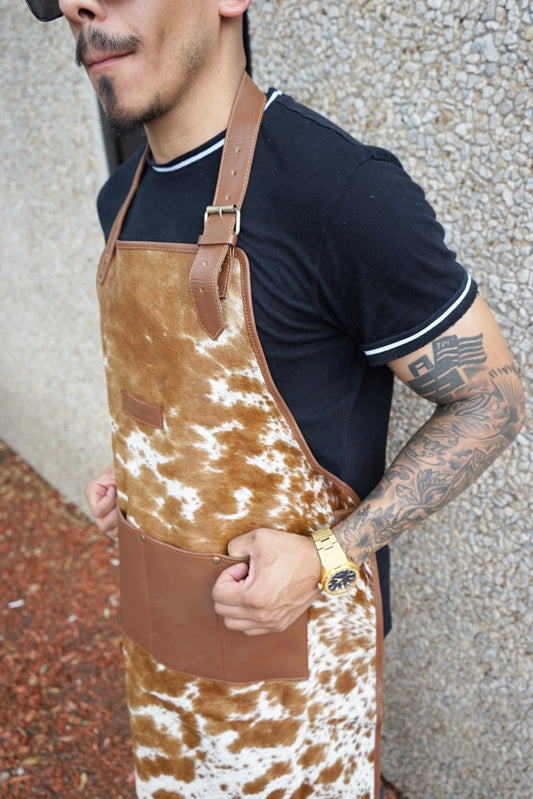 Cowhide Grill Apron in Black or Brown