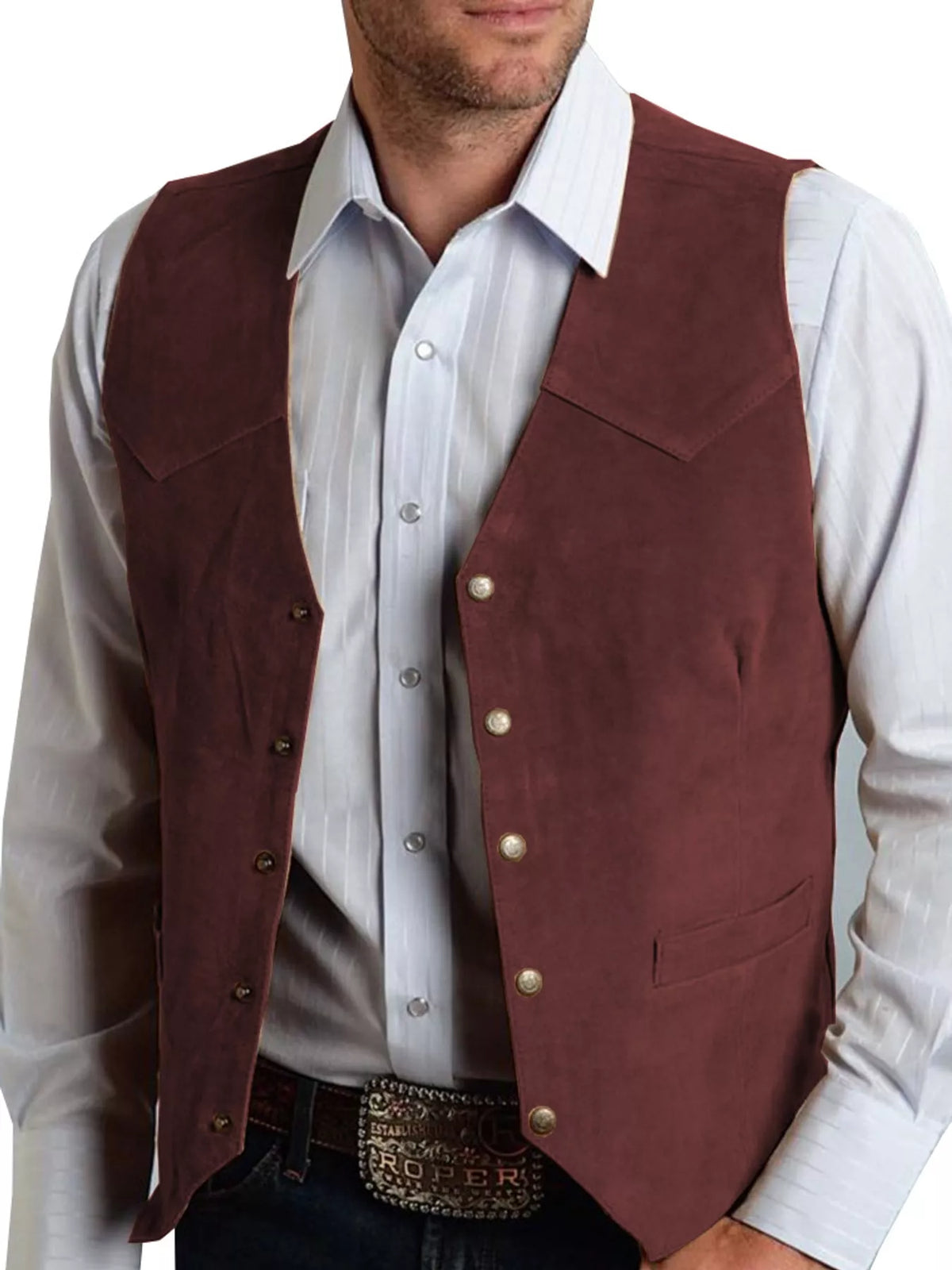 Men's Full Size Snap Down Vest Plus Size Burgundy