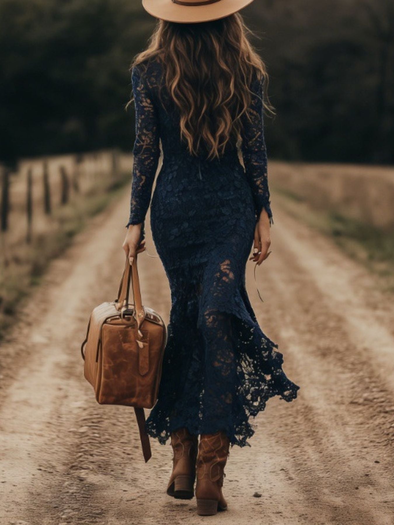 Lace Long Sleeve Midi Dress