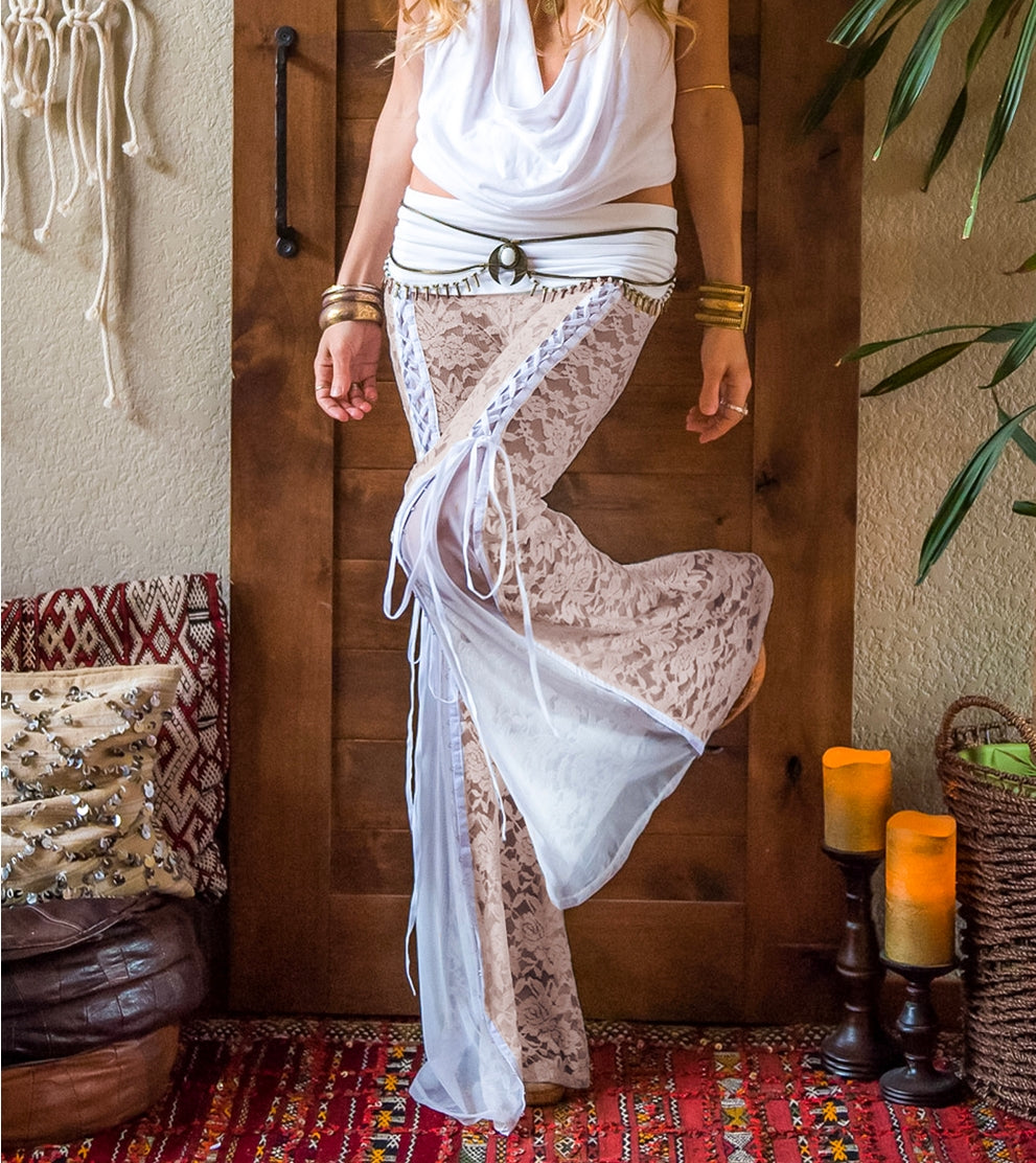 The Hendrix Lace Pant by Temple Ro in White or Black in Size XS, S, M, L, XL, 2XL