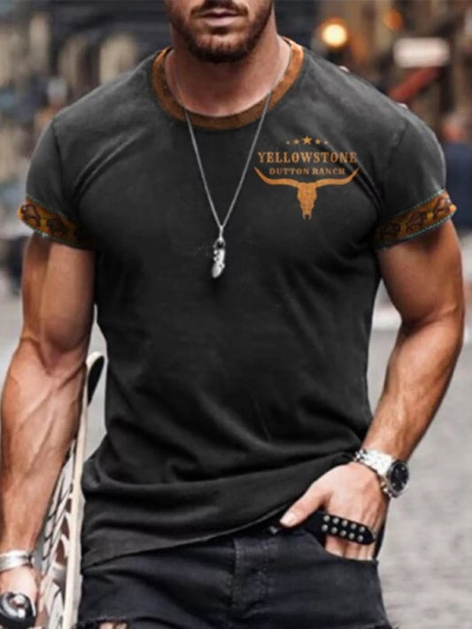 Men's Full Size Round Neck Short Sleeve T-Shirt Plus Size Black