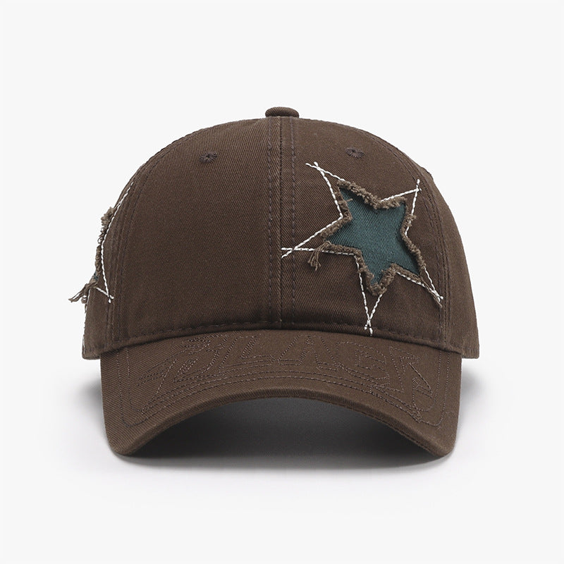 Adjustable Star Raw Hem Cap in 8 Color Choices Chocolate One Size