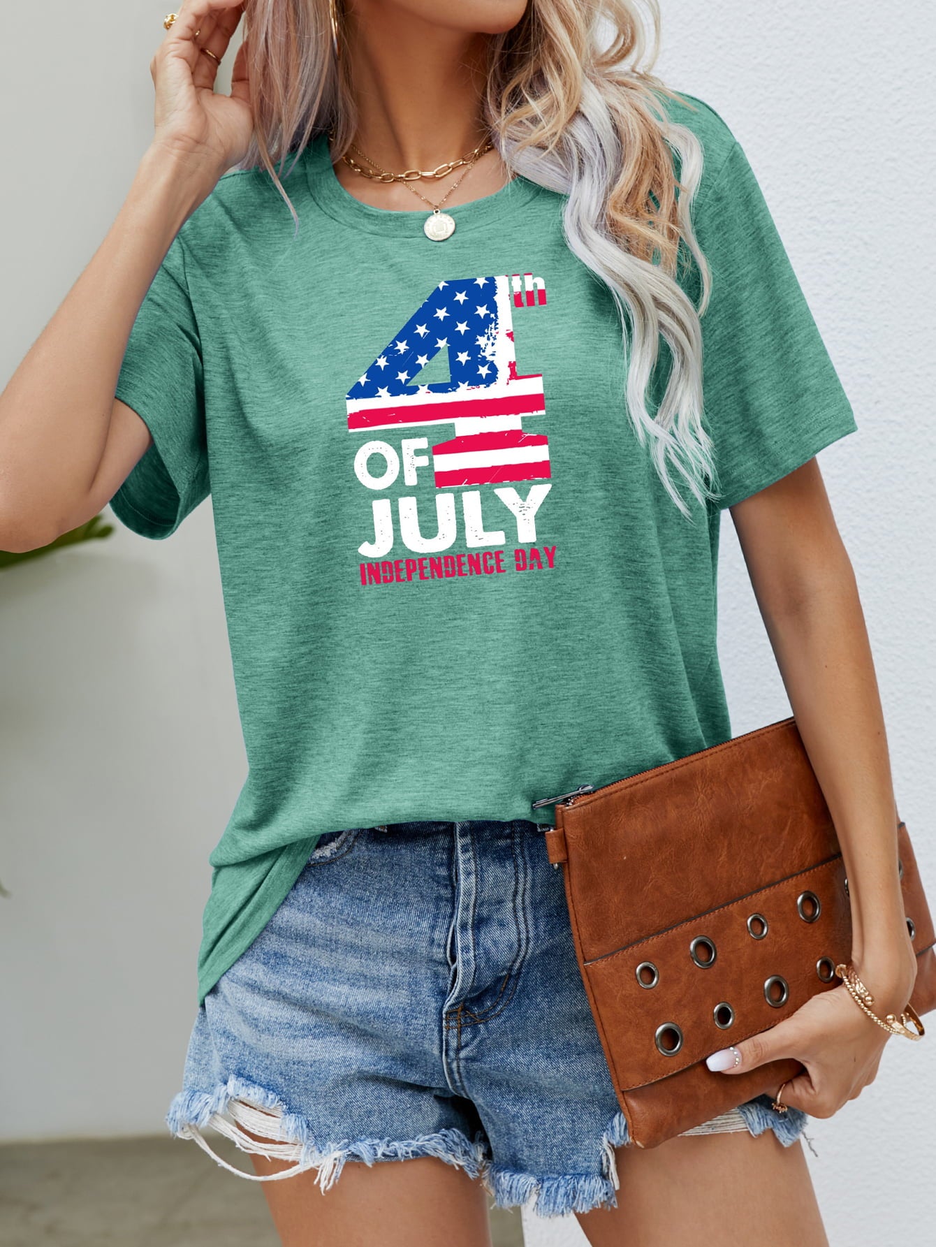 4th OF JULY INDEPENDENCE DAY Graphic Tee Gum Leaf