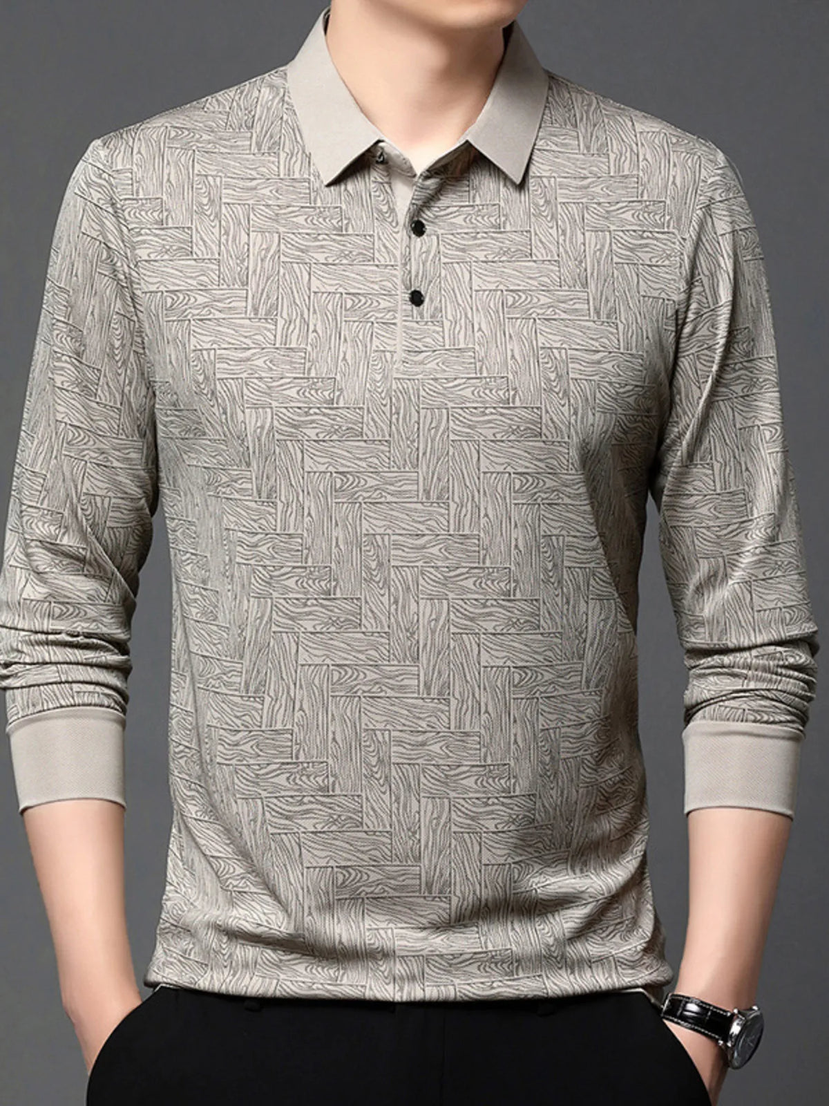 Long Sleeve Polo Beige