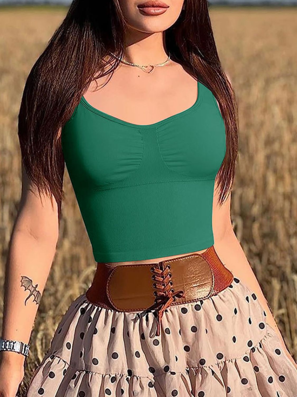 Wide Strap Active Tank Dark Green