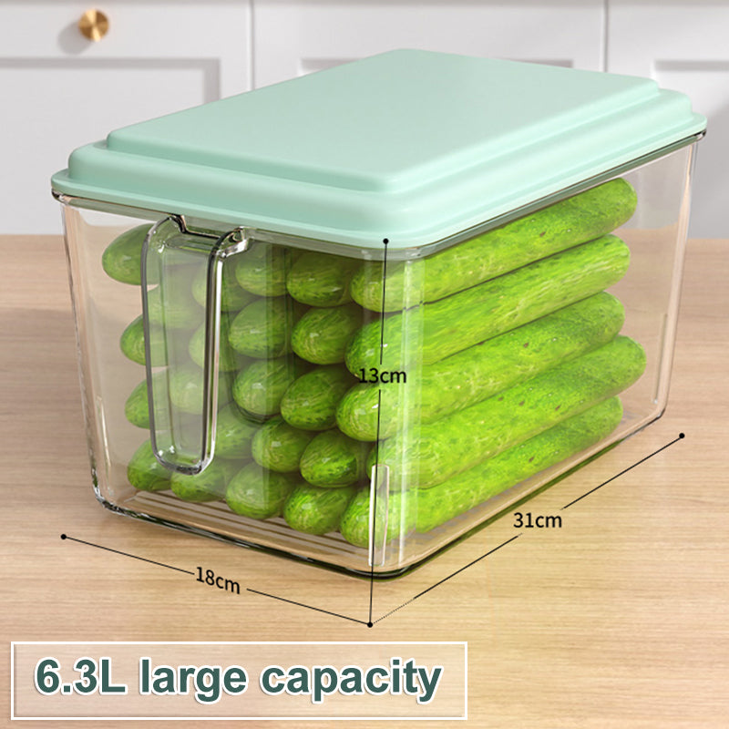 Kitchen Refrigerator Food And Vegetable Preservation Large Capacity Storage Box Scarlet green 6.3L