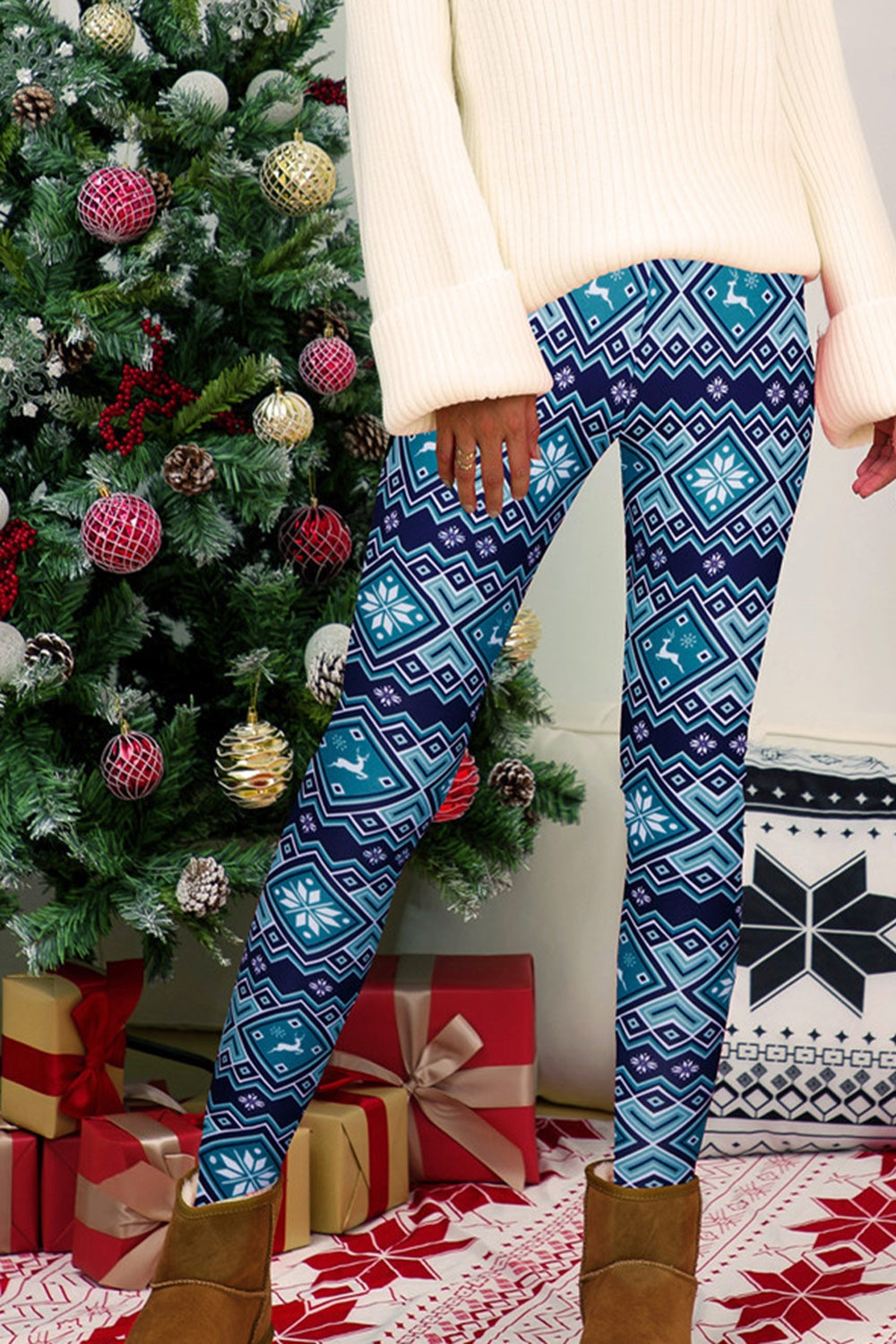 Holiday Leggings Cerulean