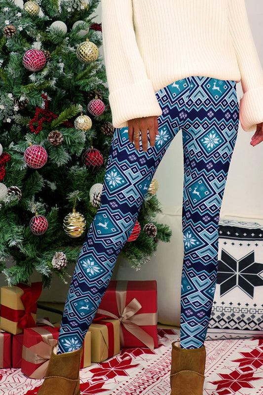 Holiday Leggings Cerulean