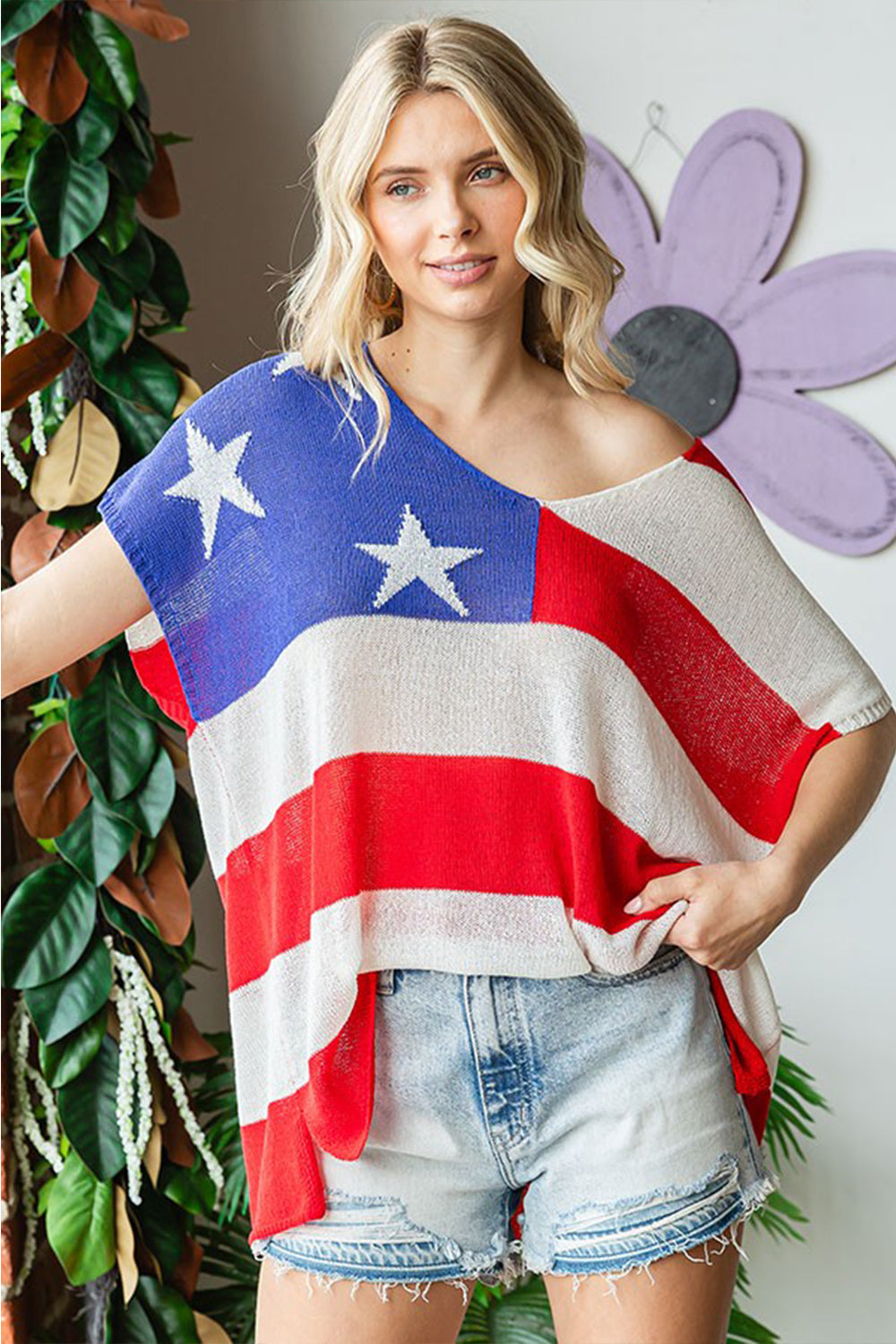 USA Flag Knit Top in Size S, M, L, XL, 2XL, 3XL