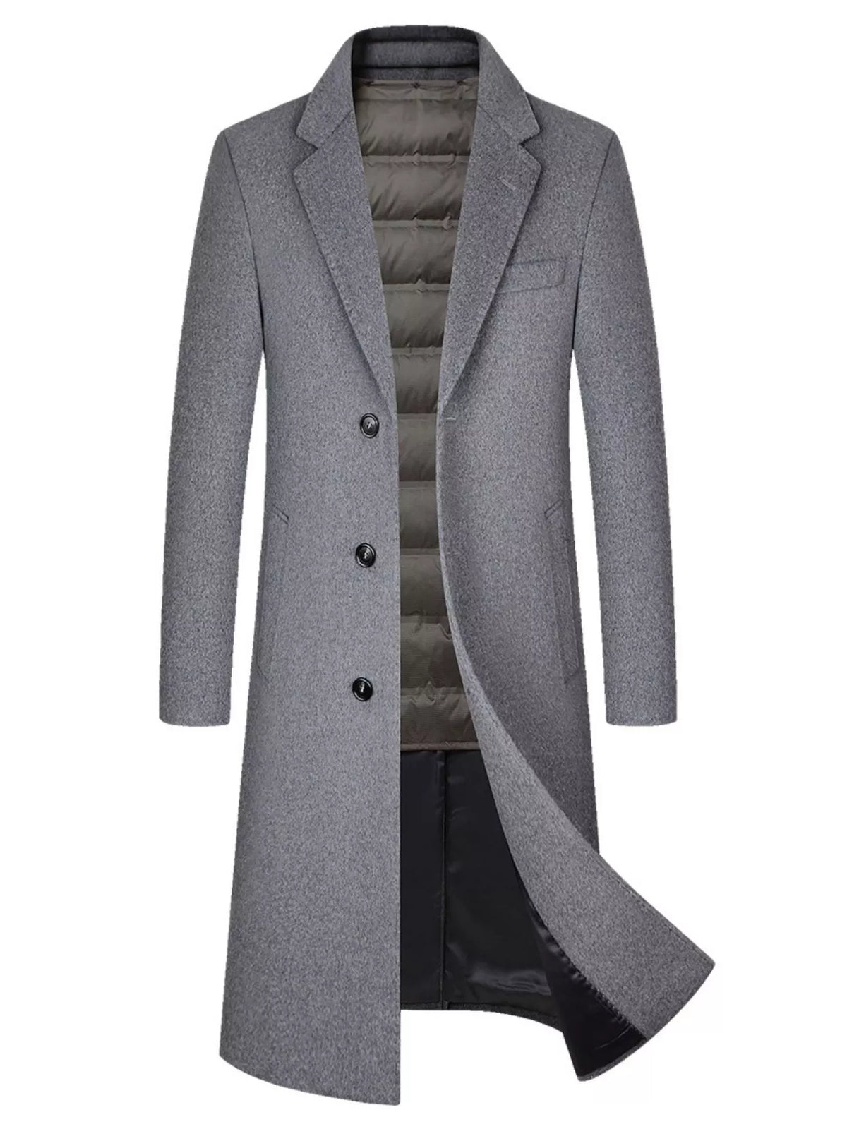 Men's Classic Button Up Overcoat Dark Gray