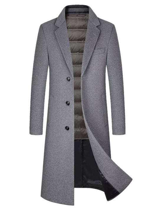 Men's Classic Button Up Overcoat Dark Gray
