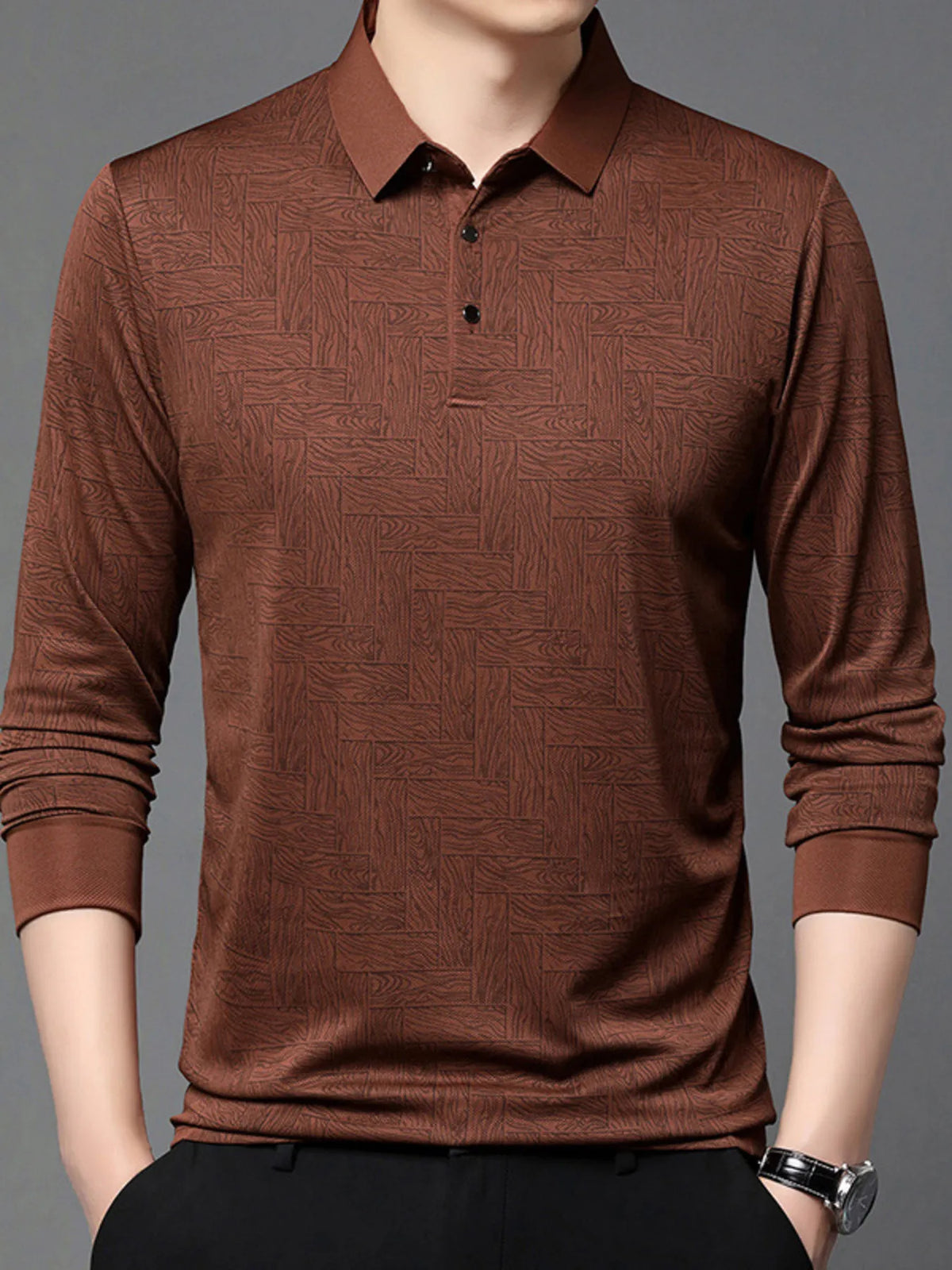 Long Sleeve Polo Orange