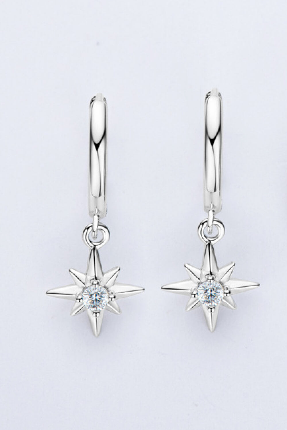 Moissanite Star Drop Earrings in Silver or Gold