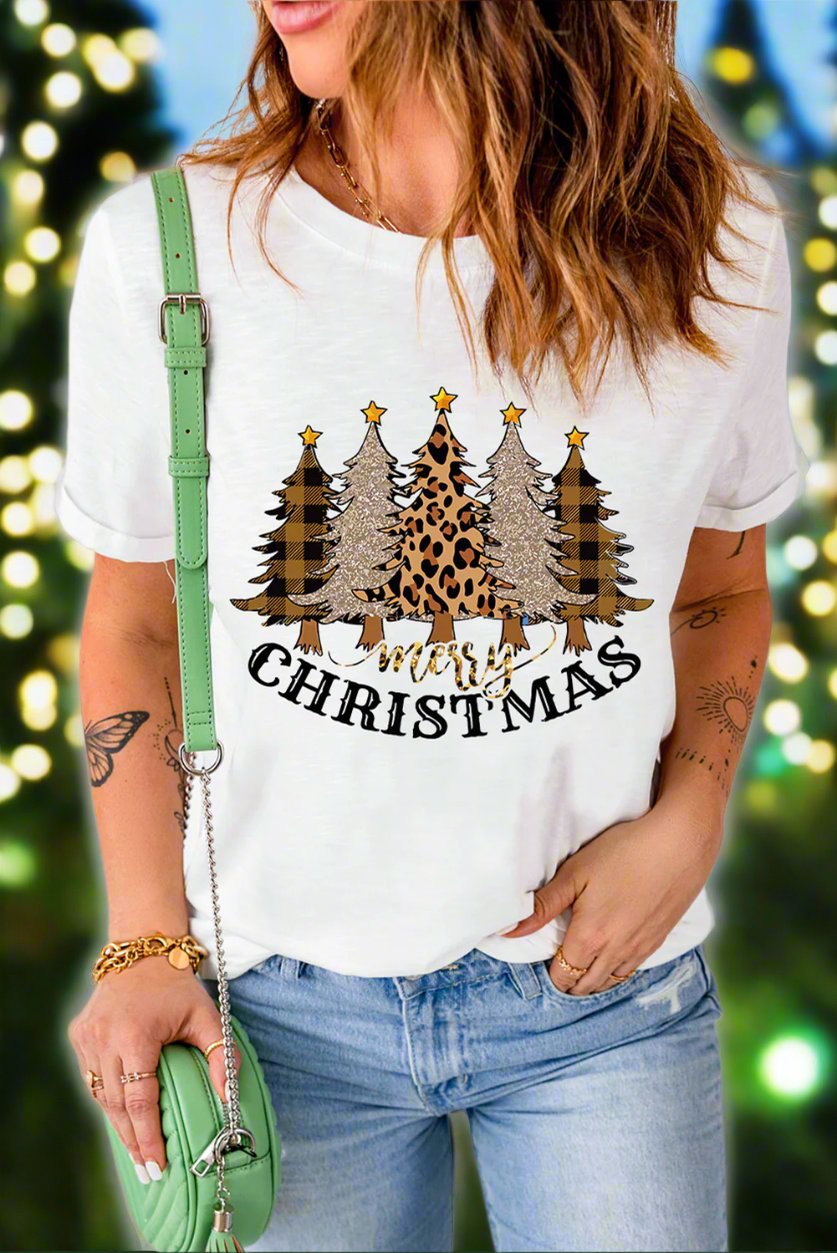 Merry Christmas Graphic Tee Shirt White