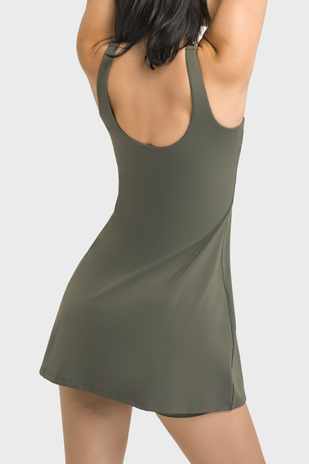 Square Neck Sports Tank Dress with Full Coverage Bottoms in 3 Color Choices in Size 4, 6, 8, 10, 12