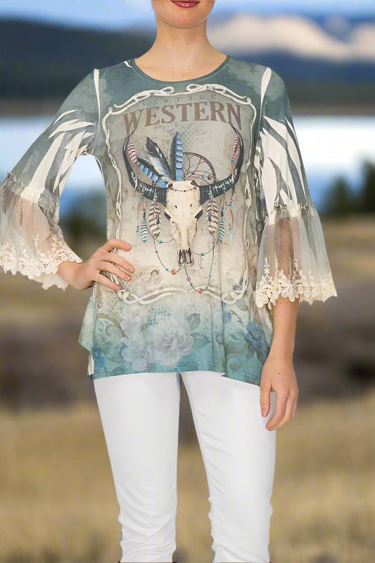 Vintage Western Cowgirl Top by Origami in Size S, M, L, XL, or 2XL