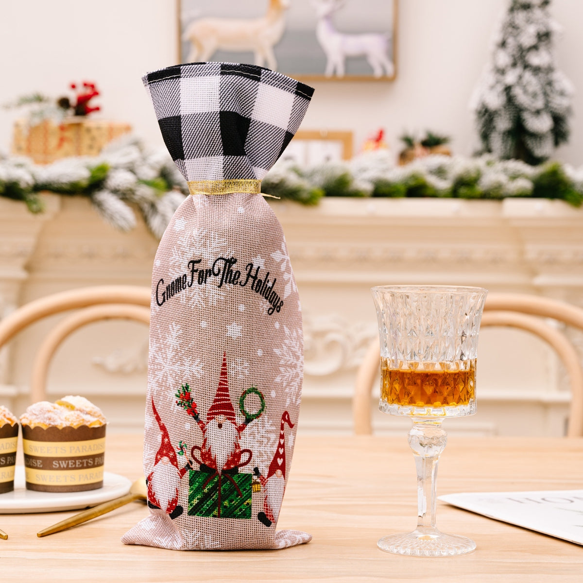 2 Piece Christmas Plaid Wine Bottle Covers