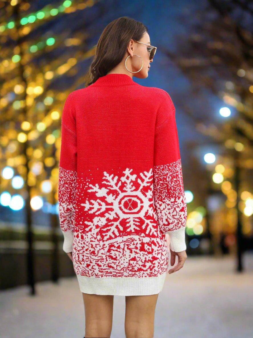 Snowflake Pattern Sweater Dress