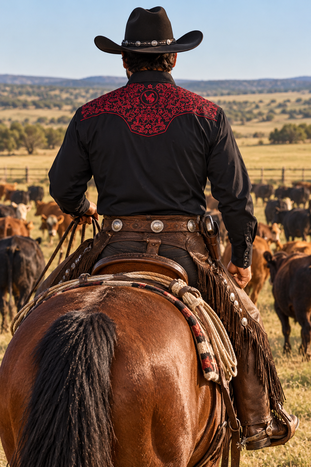 Gold Buckle Cowboy Embroidered Bareback Rider Shirt