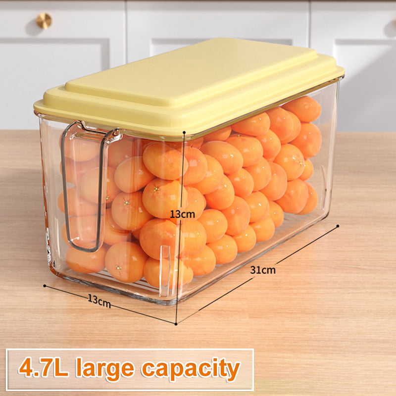 Kitchen Refrigerator Food And Vegetable Preservation Large Capacity Storage Box Straw 4.7L