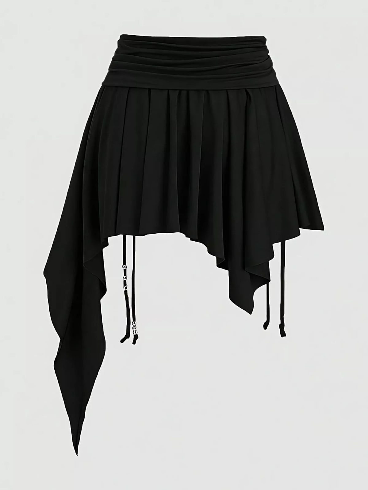Ruched Asymmetrical Drawstring Mini Skirt