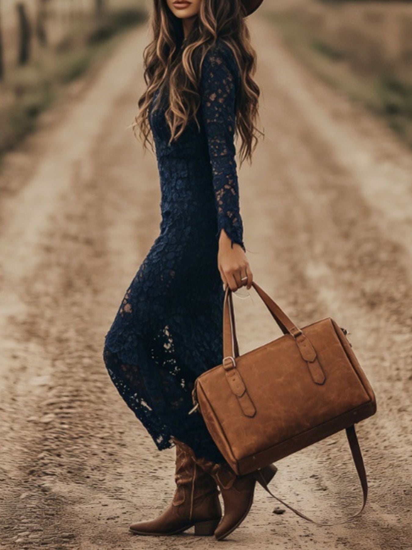 Lace Long Sleeve Midi Dress
