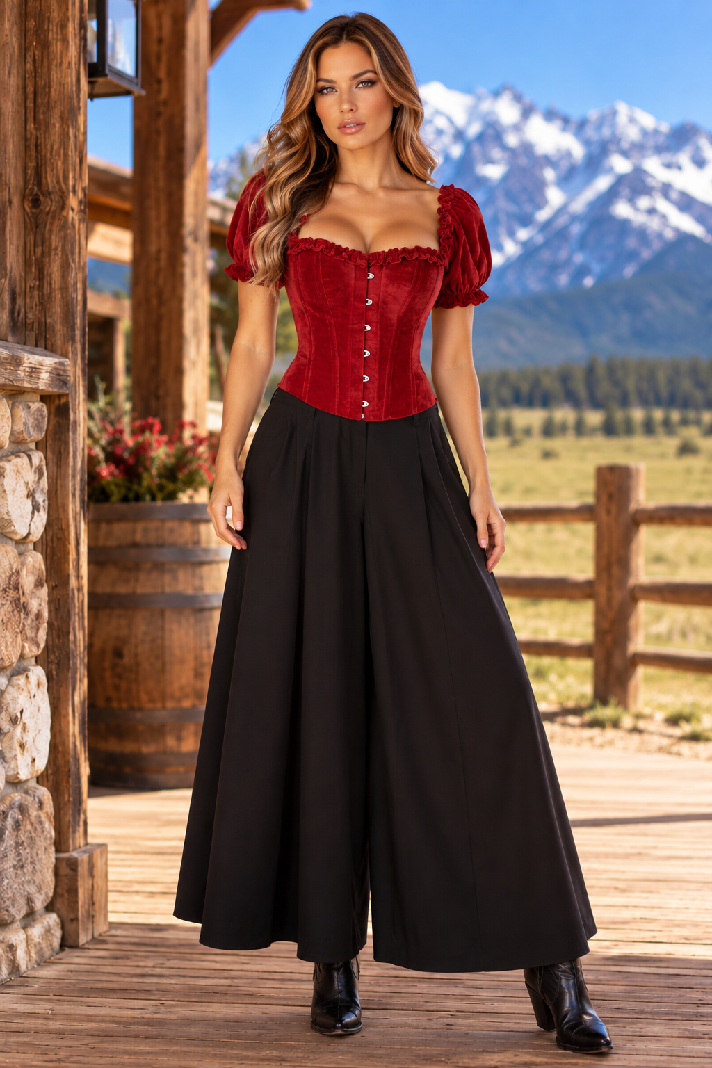 Dark Red Velvet Over Bust Corset