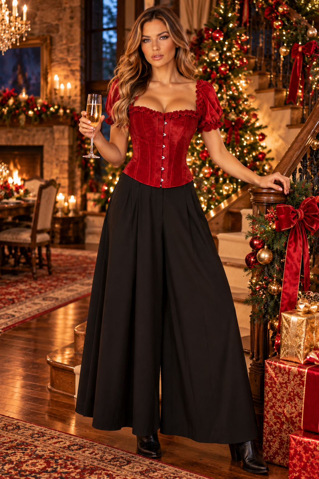 Dark Red Velvet Over Bust Corset