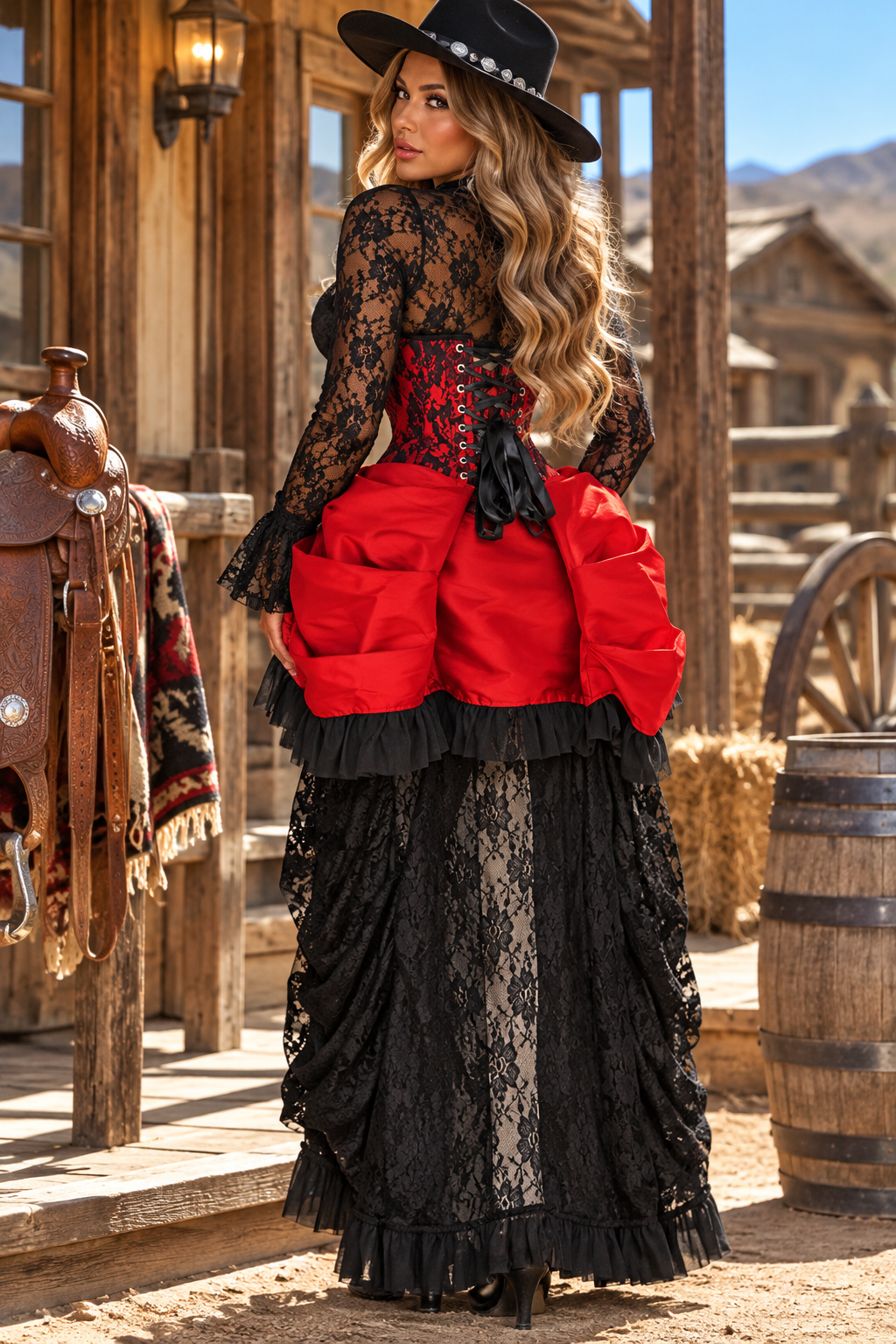 LIMITED EDITION Red/Black Lace Underbust Corset Dress