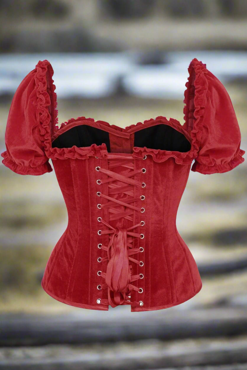 Dark Red Velvet Over Bust Corset