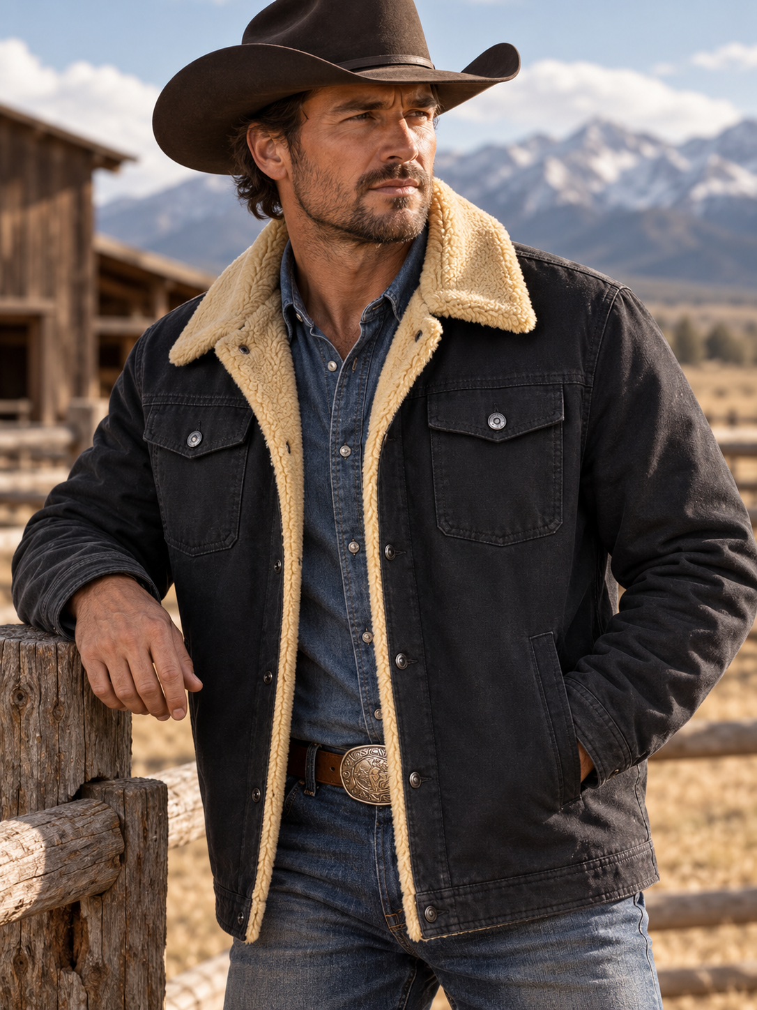 Sherpa Lined Snap Down Jacket