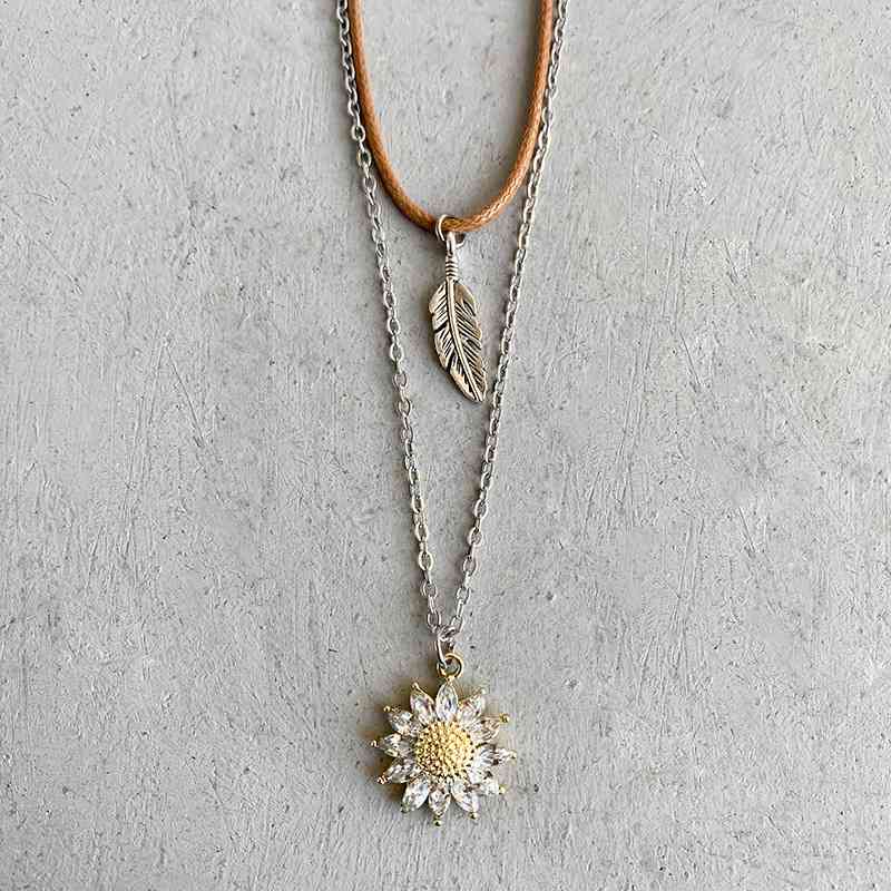 Sunflower Pendant Necklace Set Style C One Size