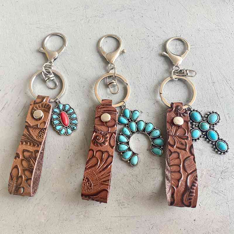 Turquoise Genuine Leather Key Chain in 5 Unique Styles