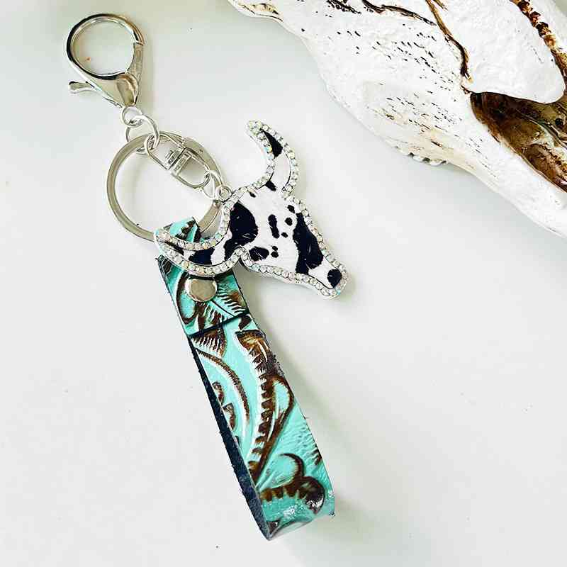 Rhinestone Bull Keychain in 7 Unique Styles Style A One Size