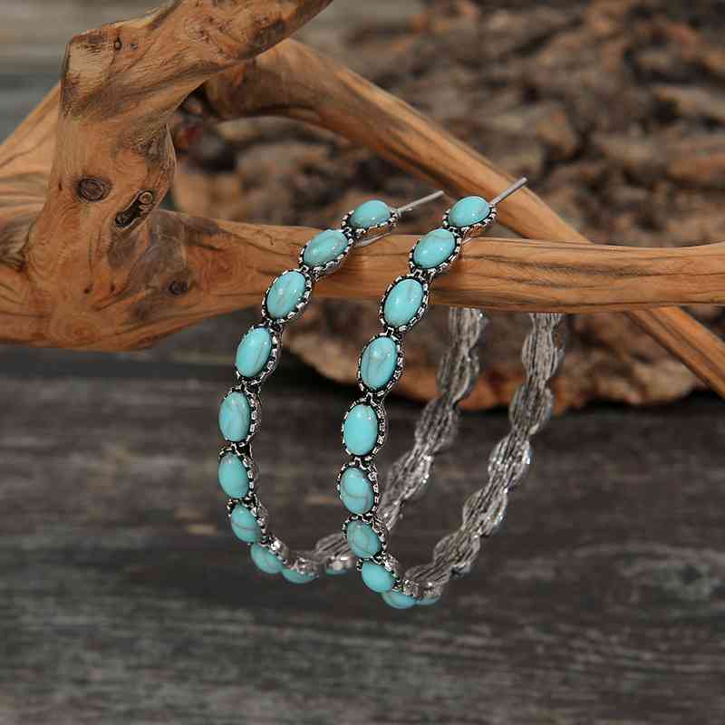 Artificial Turquoise C-Hoop Earrings Turquoise One Size