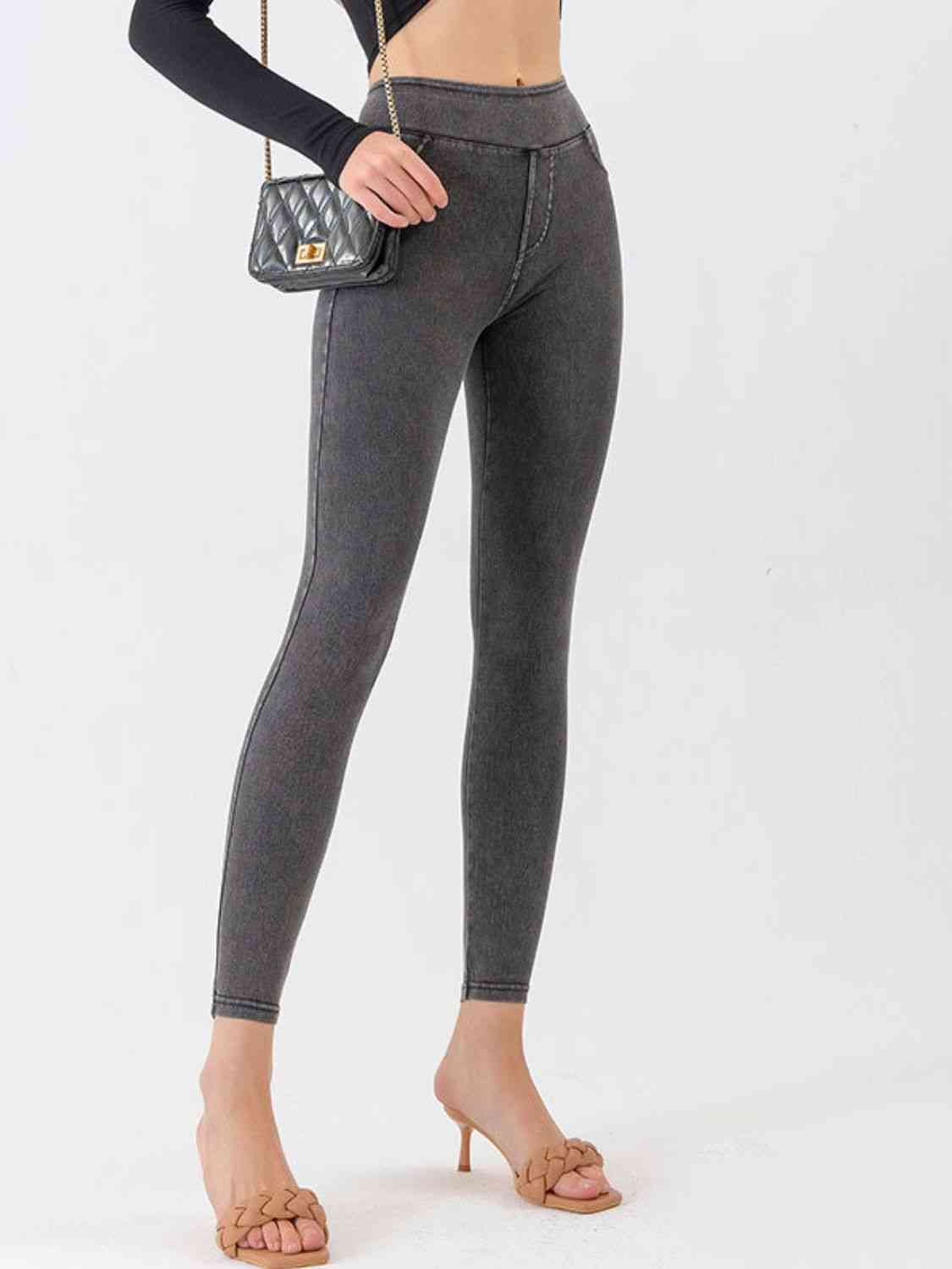 High Waist Cropped Jeggings in Heather Grey or charcoal in Size XS, S, M, L, or XL