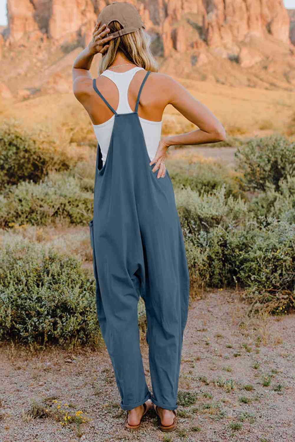 Double Take V-Neck Sleeveless Jumpsuit with Pocket