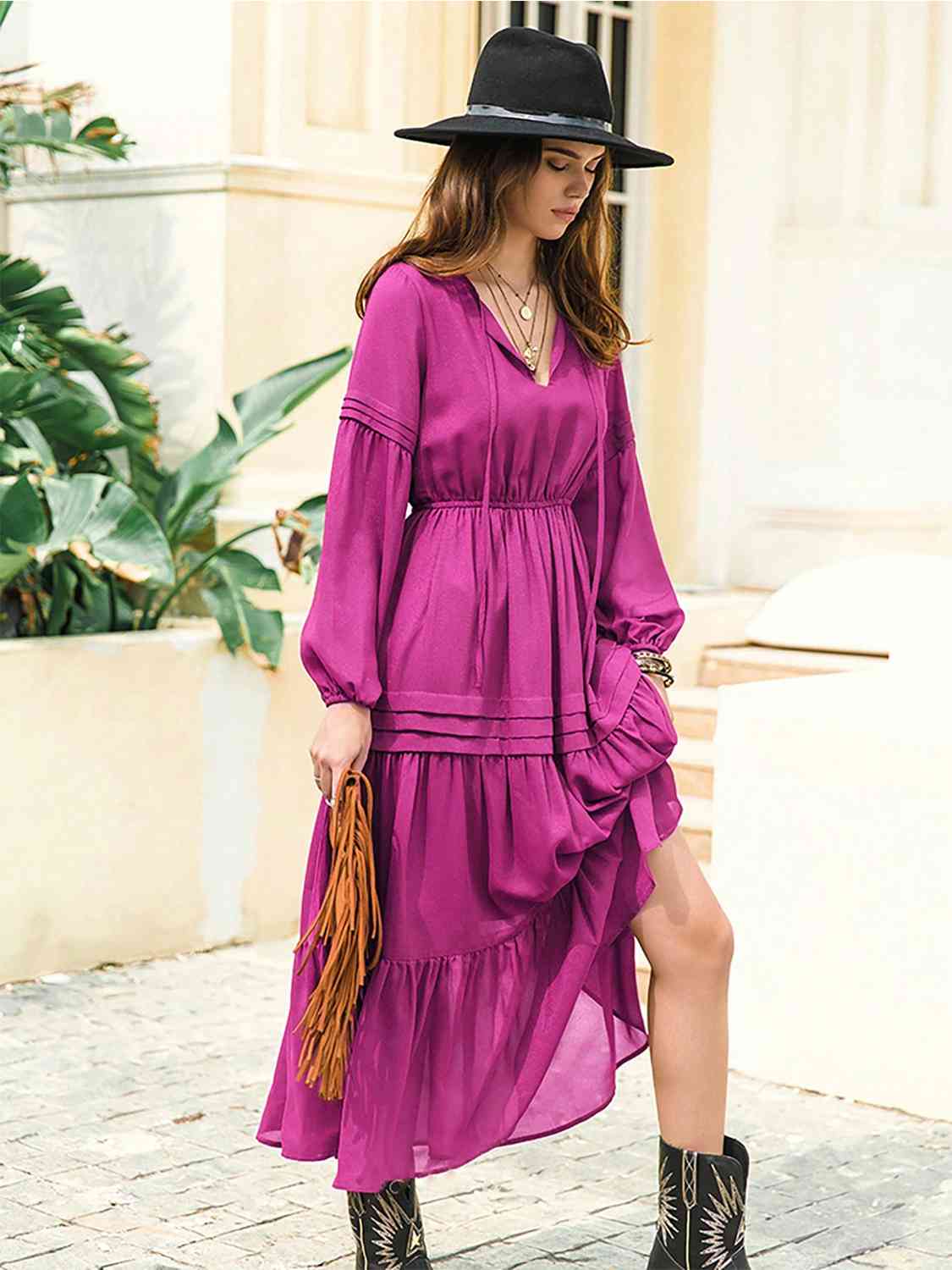 Latin Lover Dress in 7 Color Choices in Size S, M, L, XL, or 2X Fuchsia