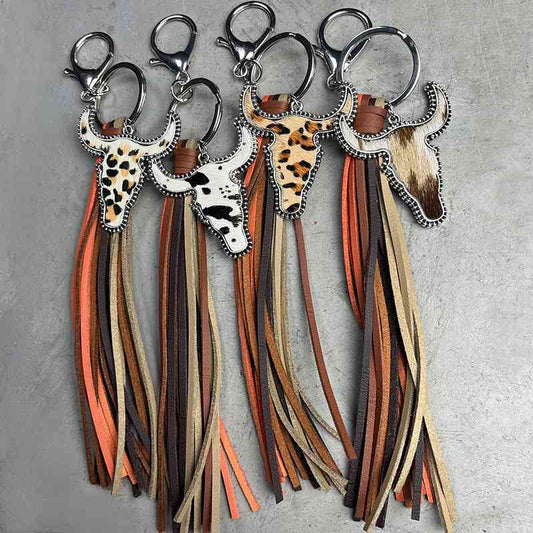 Bull Shape Fringe Keychain in 4 Distinct Styles