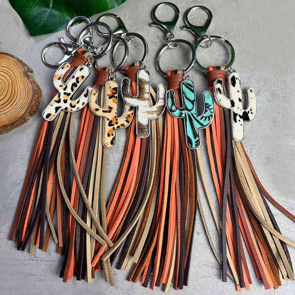 Cactus Keychain with Tassel in 5 Distinct Styles