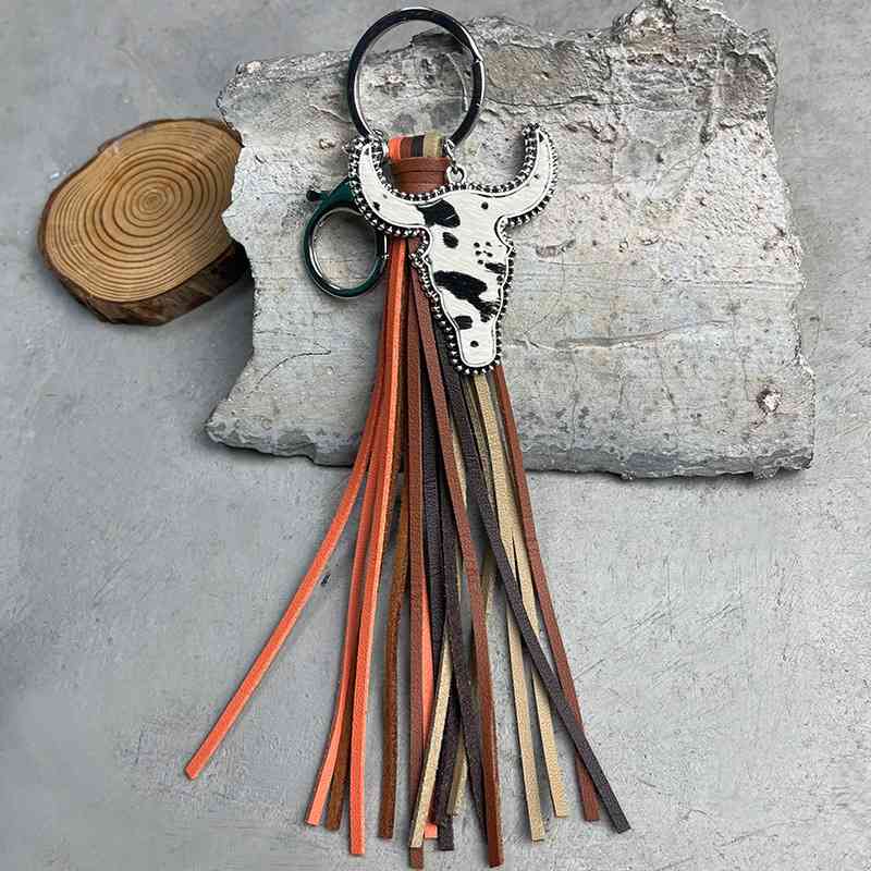 Bull Shape Fringe Keychain in 4 Distinct Styles Style B One Size